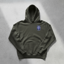vintage black pullover hoodie with 82nd airborne insignia and text athletic alcoholics on the left chest. 