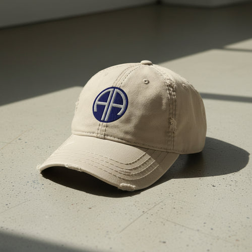 Distressed dad hat with 82nd airborne insignia