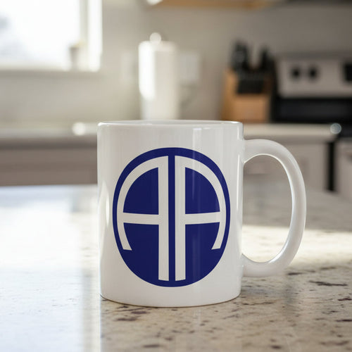 11oz white coffee mug with 82nd airborne division insignia