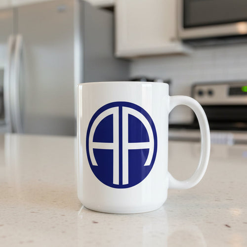 15oz white coffee mug with 82nd airborne division insignia