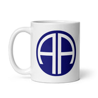 11oz white coffee mug with 82nd airborne division insignia