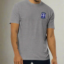 Grey t-shirt with 82nd airborne insignia and the text athletic alcoholics 