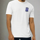 White t-shirt with 82nd airborne insignia and the text athletic alcoholics 