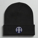82nd airborne division ribbed beanie embroidered with insignia.