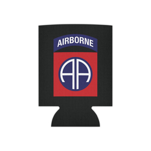 Black can cooler with 82nd airborne logo 