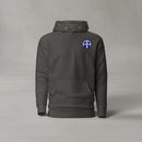 Pullover hoodie with 82nd airborne insignia design on the left chest