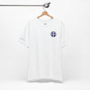 white t-shirt with 82nd airborne insignia and all american motto.