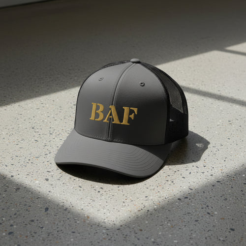 bagram airfield 'BAF' embroidered snapback trucker hat 
