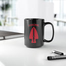delta force shoulder patch insignia on a black coffee mug.