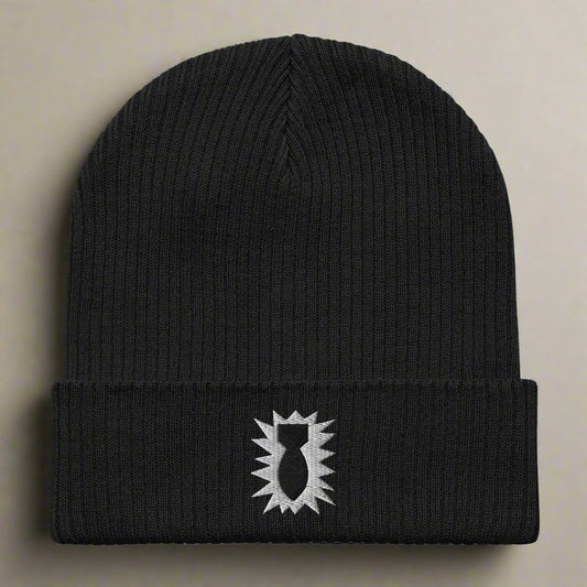 EOD bomb insignia embroidered on a beanie