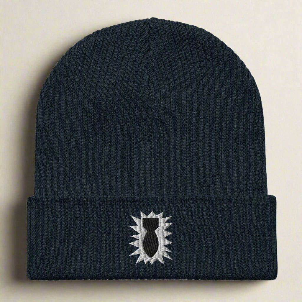 EOD bomb insignia embroidered on a beanie