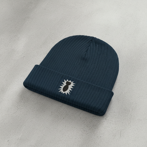 Ribbed knit beanie with EOD design