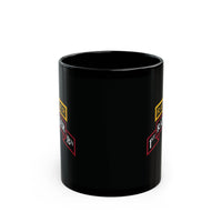 1st ranger battalion scroll and ranger tab on a black 11oz coffee mug