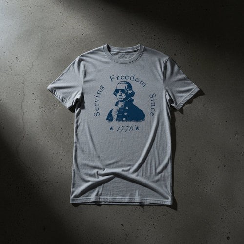 grey t-shirt with george washington design