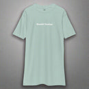 Men's agave colored t-shirt with the words Humble Sundays across the chest.