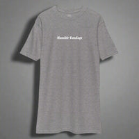 Men's grey t-shirt with the words Humble Sundays across the chest.