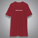 Men's red t-shirt with the words Humble Sundays across the chest