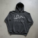 charcoal hoodie with join or die snake design