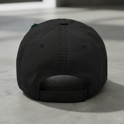 distressed dad hat with the text KAF for kandahar airfield 