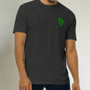 Charcoal t-shirt with air force pj green feet on left chest