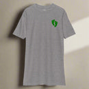Grey t-shirt with air force pj green feet on left chest