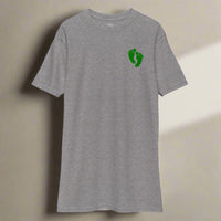 Grey t-shirt with air force pj green feet on left chest