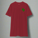 Red t-shirt with air force pj green feet on left chest