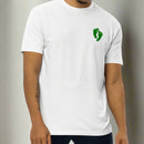 White t-shirt with air force pj green feet on left chest