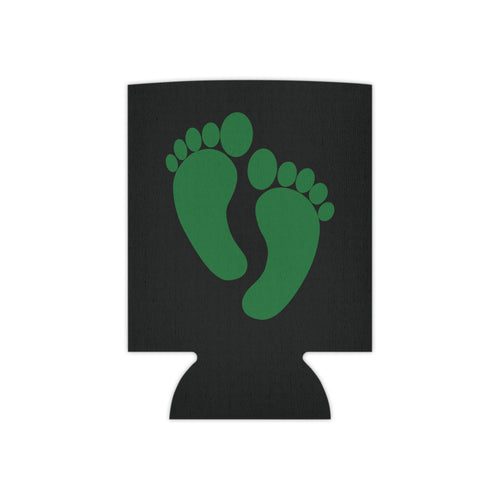 Black can cooler with PJ green footprints