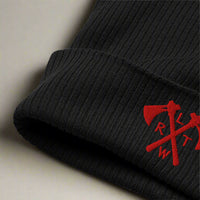 Black beanie with US Army Rangers crossed tomahawk and RLTW design. 