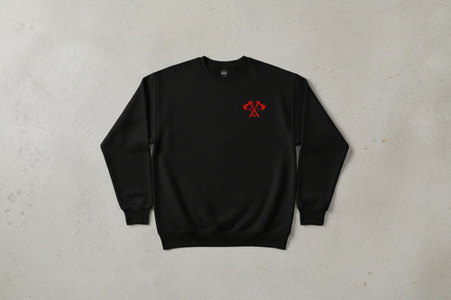 Sweatshirt with crossed tomahawks and RLTW design on the left chest