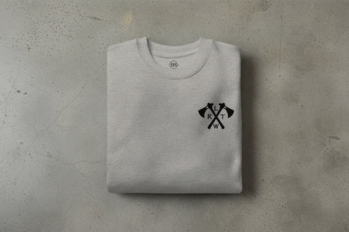 Sweatshirt with crossed tomahawks and RLTW design on the left chest