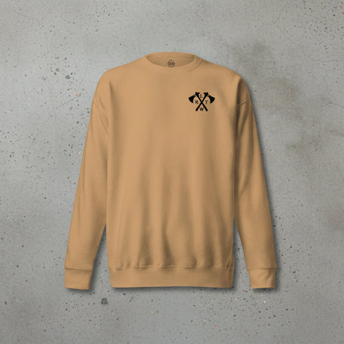 Sweatshirt with crossed tomahawks and RLTW design on the left chest