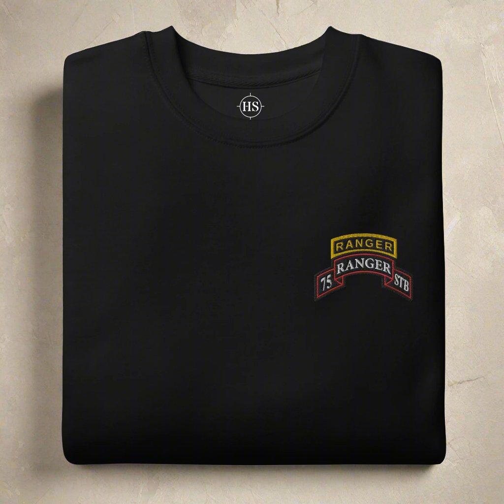 75th ranger regiment STB sweatshirt embroidered with scroll and ranger tab