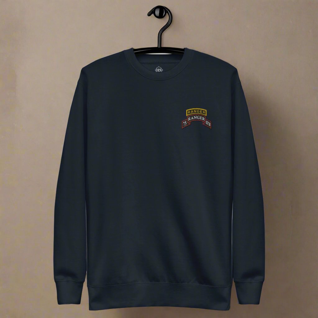 75th ranger regiment STB sweatshirt embroidered with scroll and ranger tab