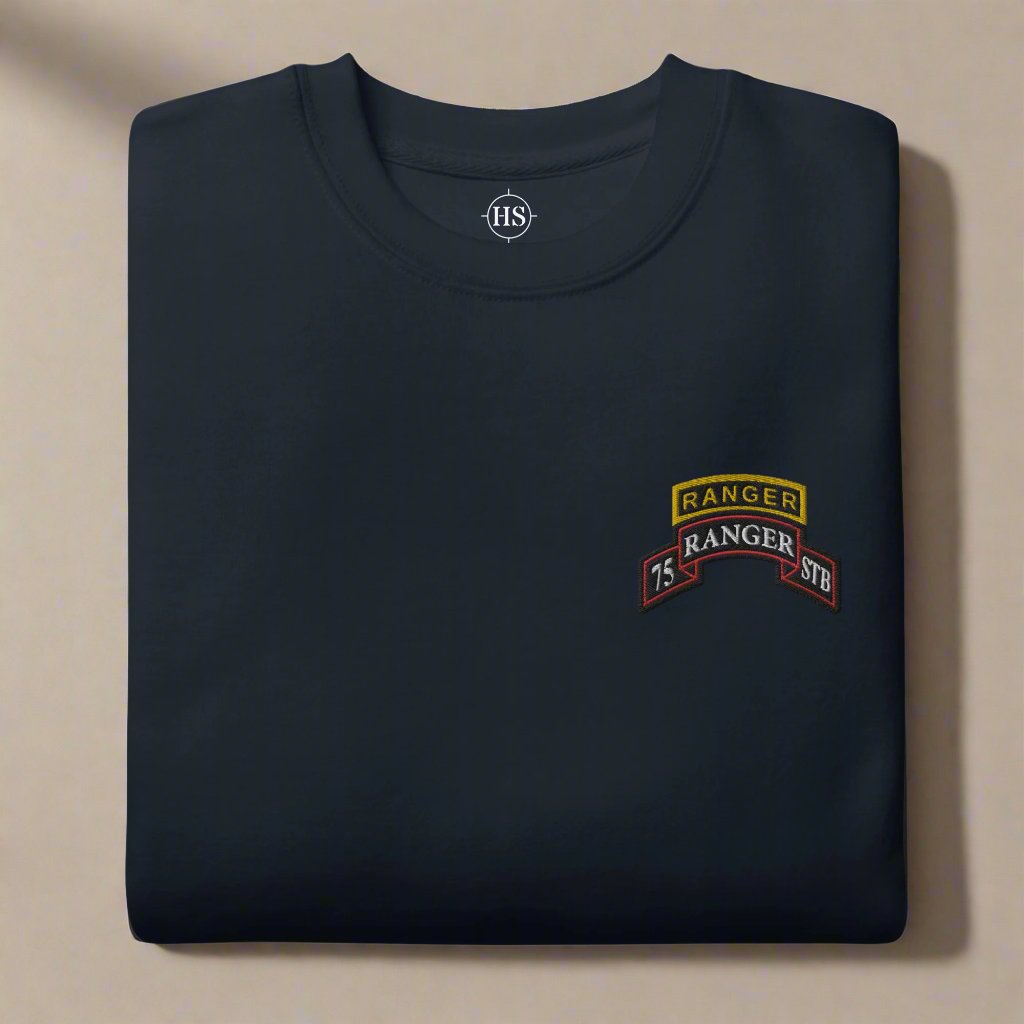 75th ranger regiment STB sweatshirt embroidered with scroll and ranger tab