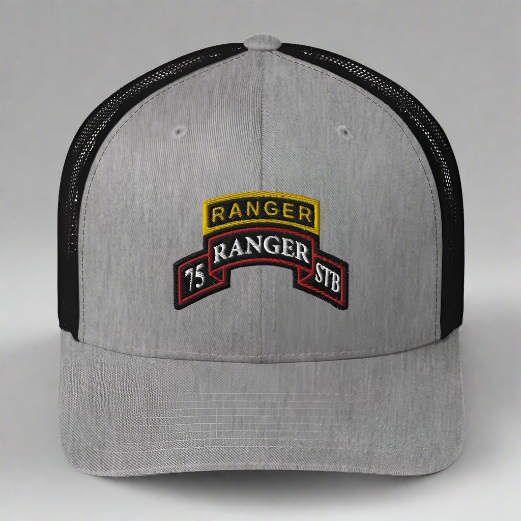 75th ranger regiment special troops battalion scroll and ranger tab snapback trucker hat