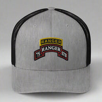 75th ranger regiment special troops battalion scroll and ranger tab snapback trucker hat