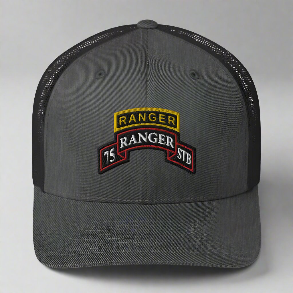 75th ranger regiment special troops battalion scroll and ranger tab snapback trucker hat