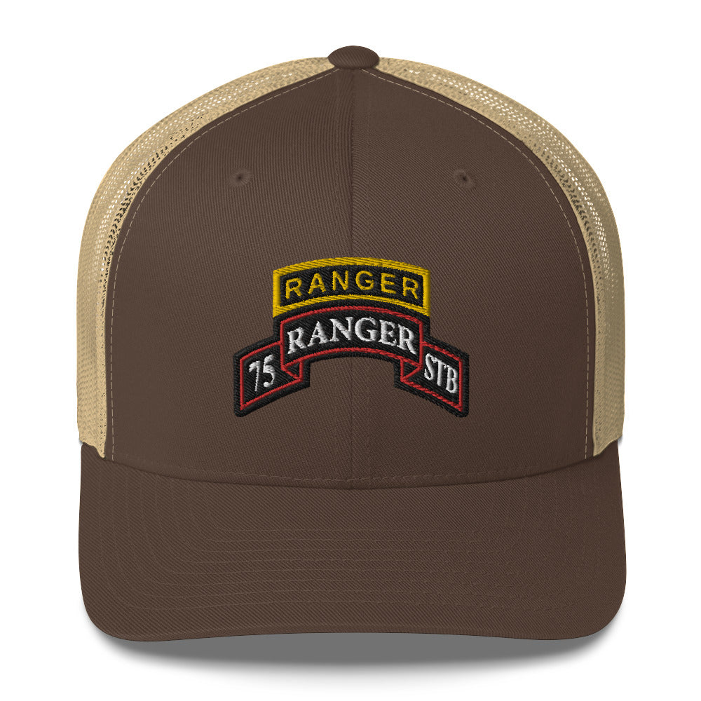 75th ranger regiment special troops battalion scroll and ranger tab snapback trucker hat