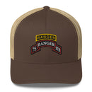 75th ranger regiment special troops battalion scroll and ranger tab snapback trucker hat