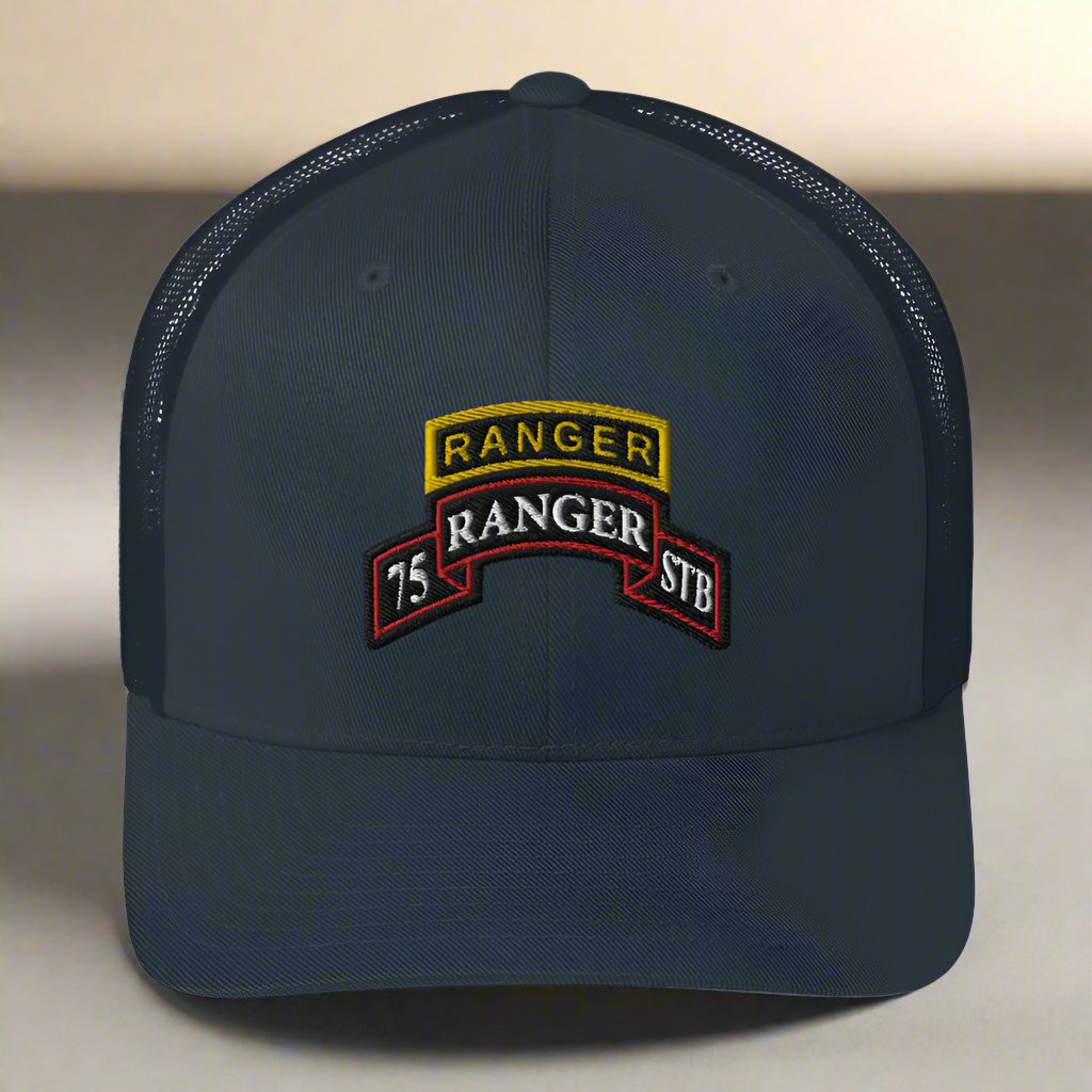 75th ranger regiment special troops battalion scroll and ranger tab snapback trucker hat