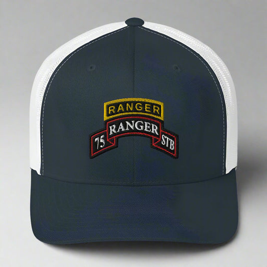 75th ranger regiment special troops battalion scroll and ranger tab snapback trucker hat