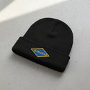 Ribbed knit beanie with WW2 blue ranger diamond insignia
