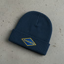 Ribbed knit beanie with WW2 blue ranger diamond insignia