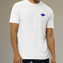 White t-shirt with world war 2 blue ranger diamond on left chest