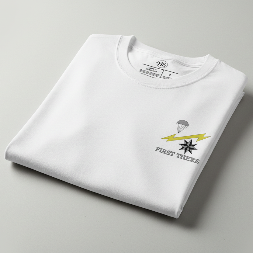 white t-shirt with air force combat control team insignia