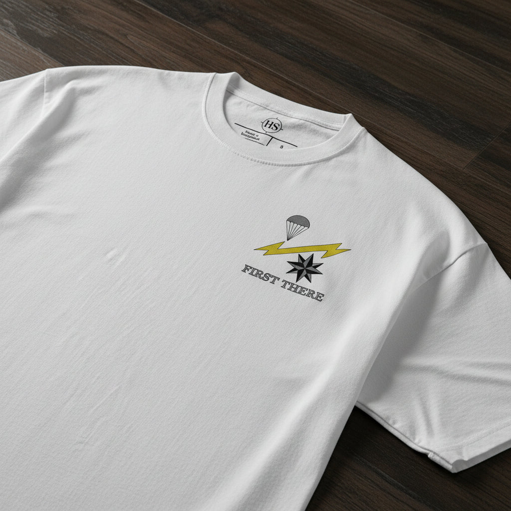 white t-shirt with air force combat control team insignia