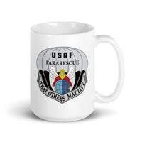 15oz white coffee mug with air force pararescue insignia 