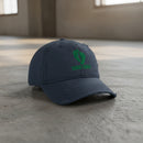 navy distressed dad hat with air force pj green feet 33rd ARRS embroidered design